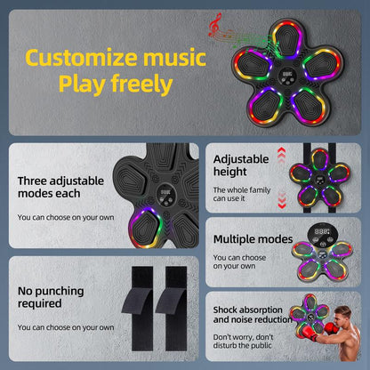 Music Boxing Machine with Adults & Kids Smart Punching Trainer with LED – Wall Mount for Home Gym Boxing Target