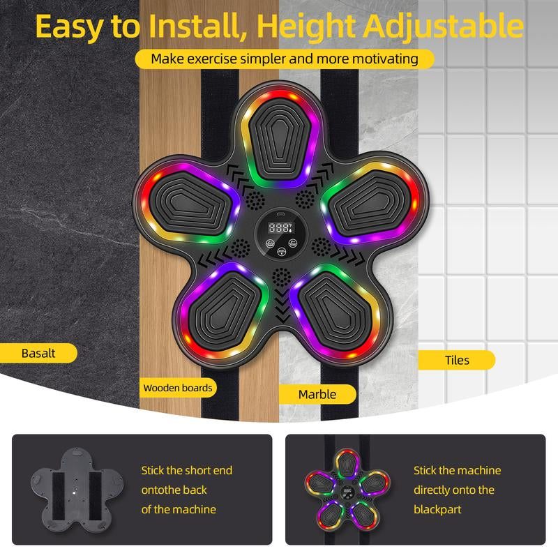 Music Boxing Machine with Adults & Kids Smart Punching Trainer with LED – Wall Mount for Home Gym Boxing Target