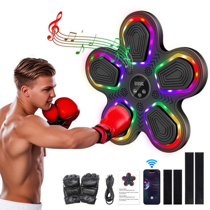 Music Boxing Machine with Adults & Kids Smart Punching Trainer with LED – Wall Mount for Home Gym Boxing Target